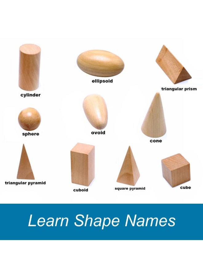 Mordely Geometric Solids Guess Game - 3D Shapes Miniature Set -Wooden Montessori Toys - Ages 3 and Up - Image 5